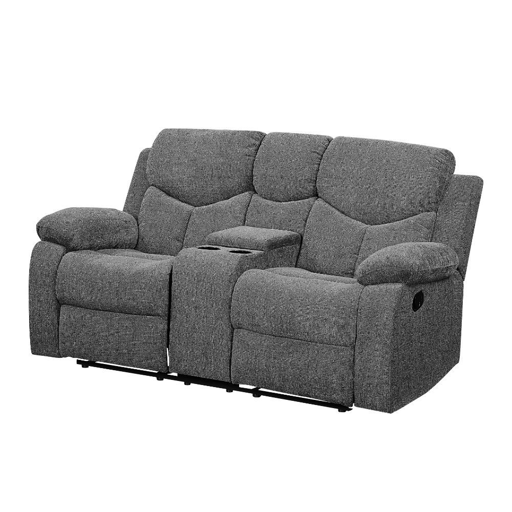 Kalen Motion Loveseat With Console In Gray By Acme | Mobilia Cleopatra 3 Kalen Motion Loveseat With Console In Gray by ACME - Image 1