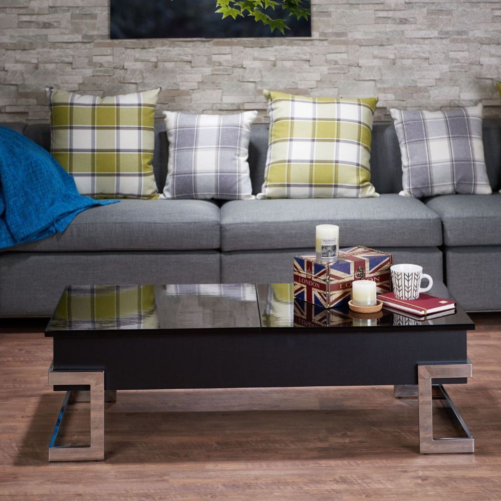 Black& Chrome Calnan Coffee Table By Acme | Mobilia Cleopatra 3 Black& Chrome Calnan Coffee Table by ACME - Image 1