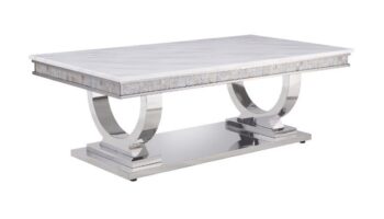 White Printed Faux Marble Zander Coffee Table 87355 by ACME