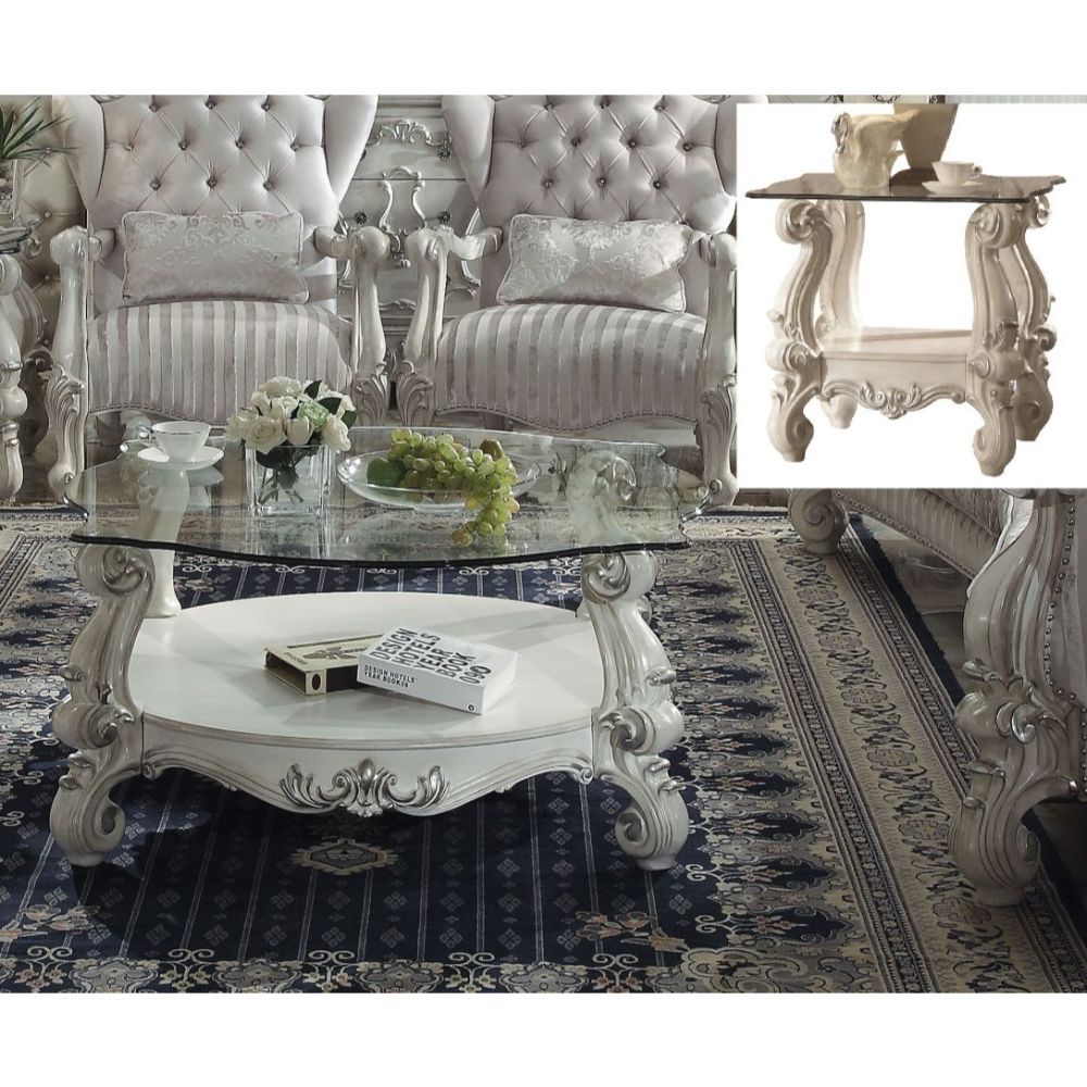 Bone White Versailles Coffee Table 82085 By Acme | Mobilia Cleopatra 3 Bone White Versailles Coffee Table 82085 by ACME - Image 1