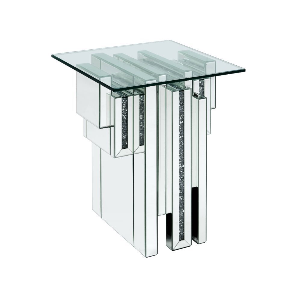 Noralie End Table With Pedestal Base With Faux Diamond By Acme | Mobilia Cleopatra 3 Noralie End Table With Pedestal Base with Faux Diamond by ACME - Image 1