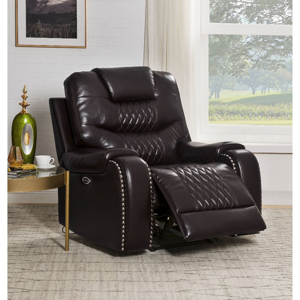 Brown Braylon Power Recliner By Acme | Mobilia Cleopatra 3 Brown Braylon Power Recliner by ACME - Image 1