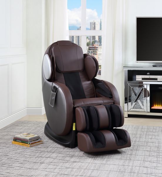 Chocolate Leather Pacari Massage Chair Lv00569 By Acme | Mobilia Cleopatra 3 Chocolate Leather Pacari Massage Chair LV00569 by ACME - Image 1
