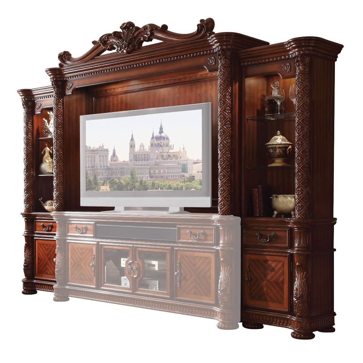 Vendome Ii Entertainment Center In Cherry Finish 91315 By Acme | Mobilia Cleopatra 3 Vendome II Entertainment Center in Cherry Finish 91315 by ACME - Image 1