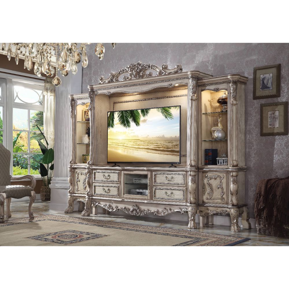 Vintage Bone White Finish Dresden Entertainment Center 91470 By Acme | Mobilia Cleopatra 3 Vintage Bone White Finish Dresden Entertainment Center 91470 by ACME - Image 1