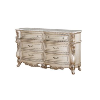 Golden Ivory Finish Gorsedd Dresser W/Marble Top 27445 by ACME