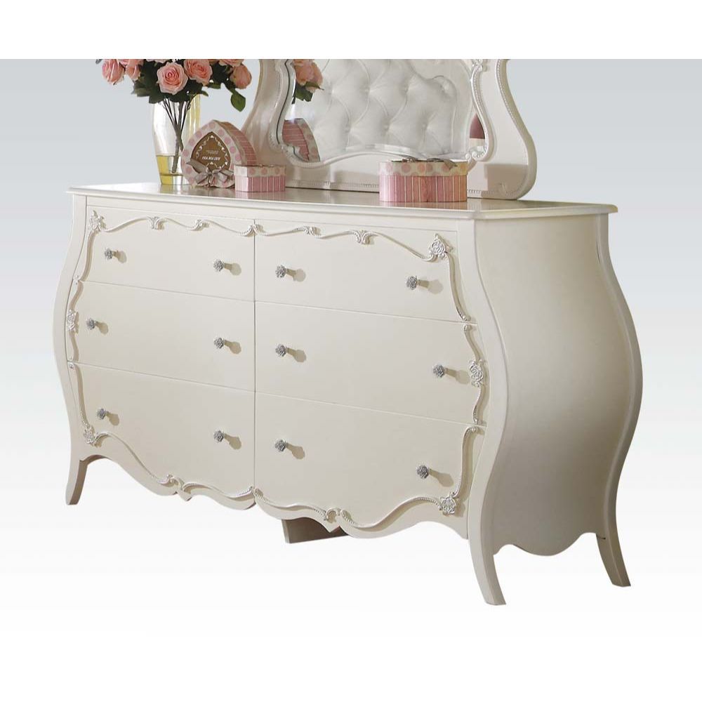 Pearl White Edalene Dresser 30514 by ACME | Egyptian handmade furniture - Royal villa furniture - Dubai style furniture - Turkish classic furniture - Baroque luxury furniture - Victorian Furniture - Custom Made Furniture - Luxury Furniture