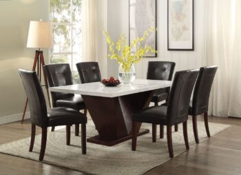 White Forbes Dining Table W/Marble Top 72120 by ACME