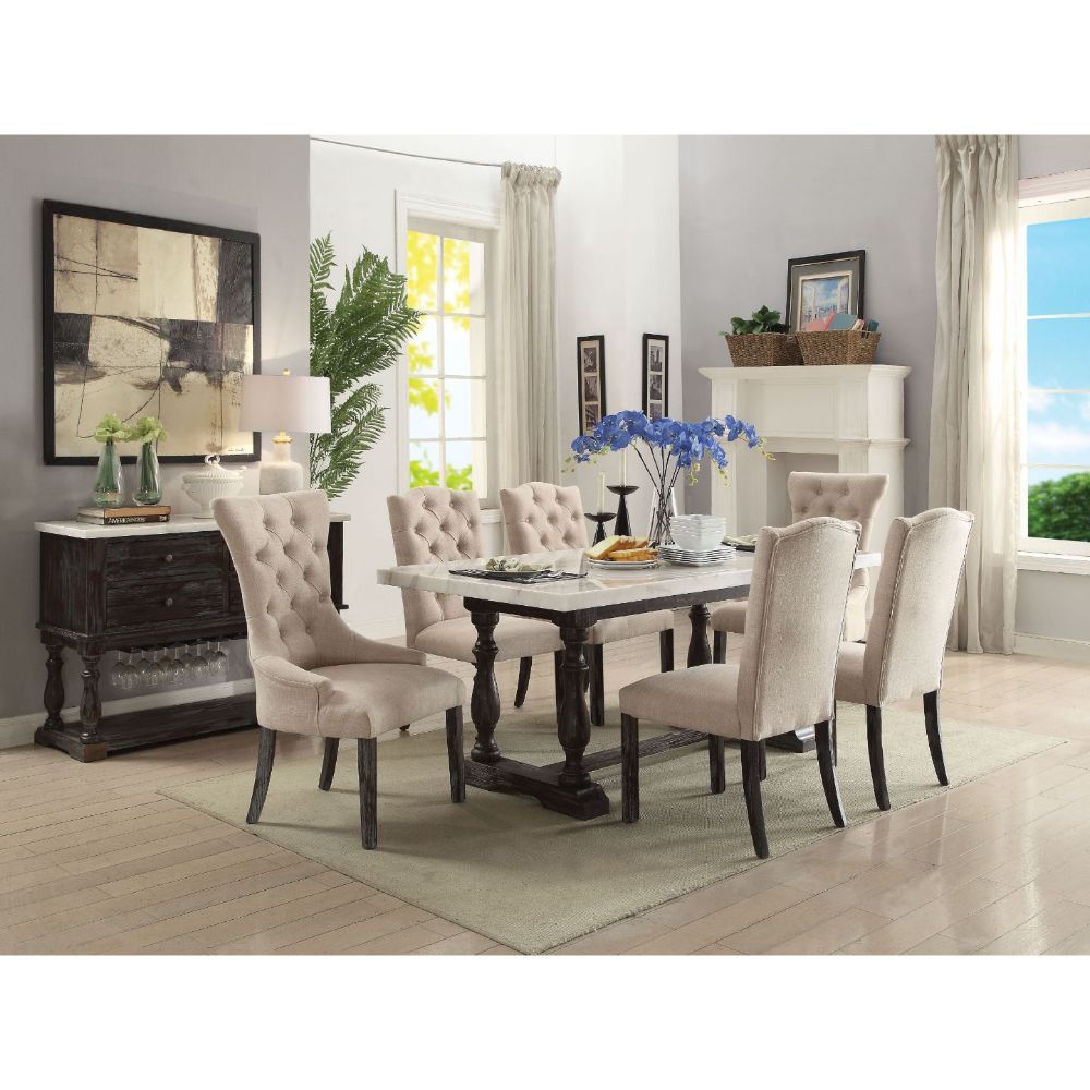 White Marble Top Gerardo Dining Table 60820 By Acme | Mobilia Cleopatra 3 White Marble Top Gerardo Dining Table 60820 by ACME - Image 1