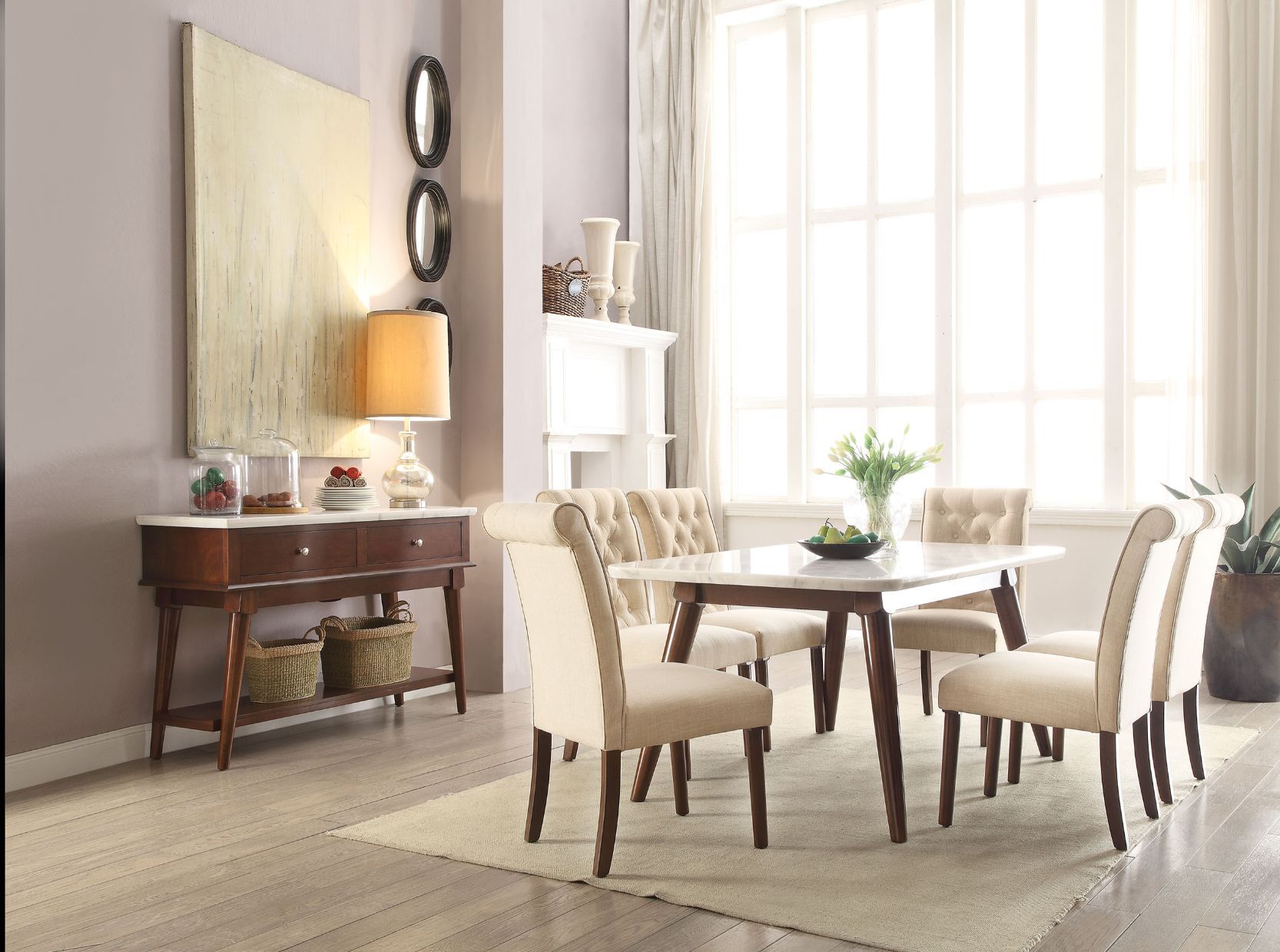 White Marble Top Gasha Dining Table 72820 By Acme | Mobilia Cleopatra 3 White Marble Top Gasha Dining Table 72820 by ACME - Image 1