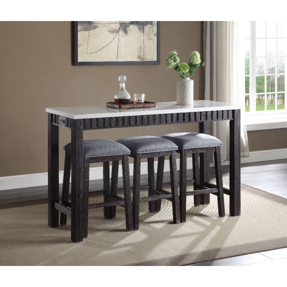 Necalli 4Pc Pack Counter Height Table Set With Marble Top 72930 By Acme | Mobilia Cleopatra 3 Necalli 4PC Pack Counter Height Table Set with Marble Top 72930 by ACME - Image 1