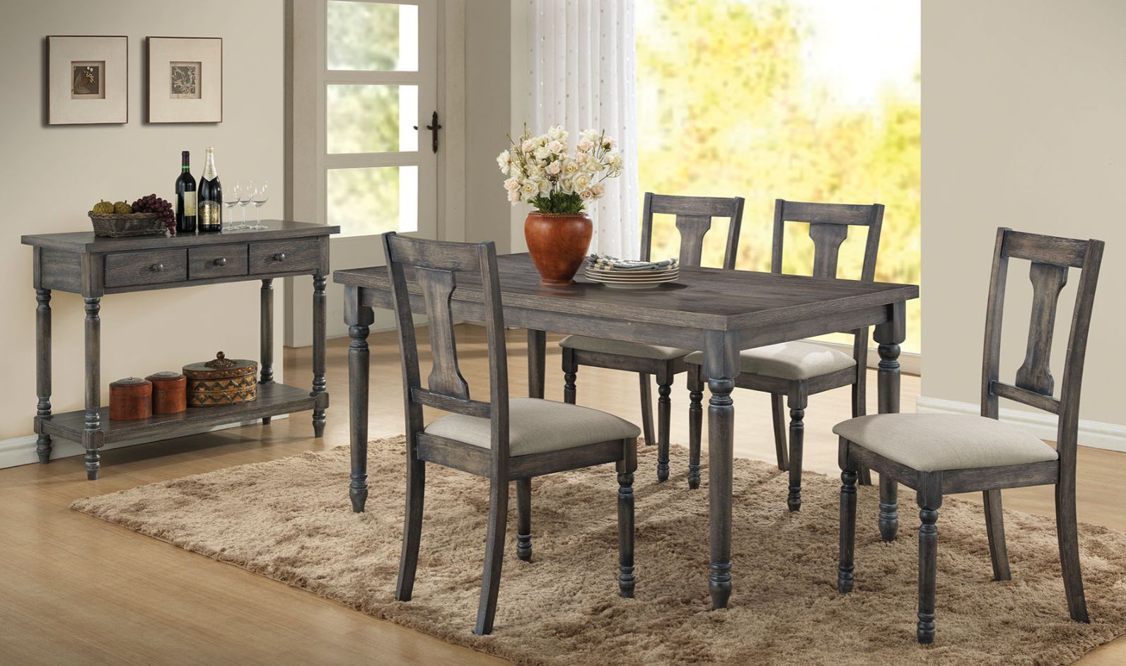 Weathered Gray Wallace Dining Table 71435 By Acme | Mobilia Cleopatra 3 Weathered Gray Wallace Dining Table 71435 by ACME - Image 1