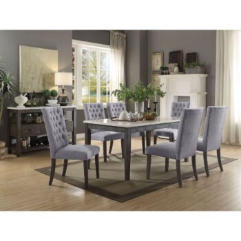 White Marble Top & Gray Oak Finish Merel Dining Table 70165 by ACME