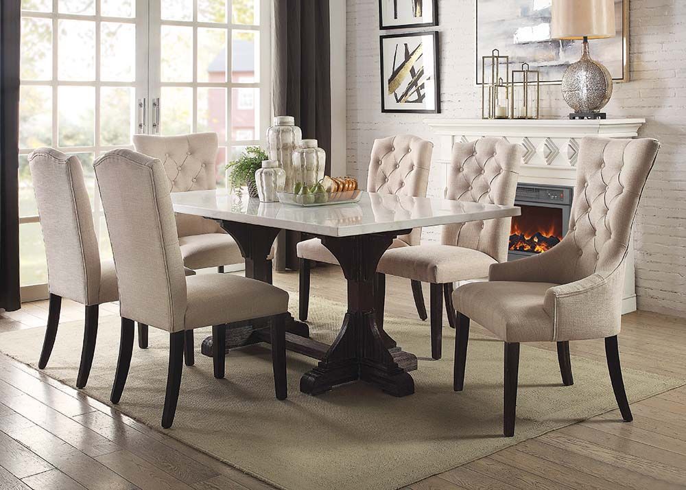 White Marble Top Gerardo Dining Table 60180 By Acme | Mobilia Cleopatra 3 White Marble Top Gerardo Dining Table 60180 by ACME - Image 1