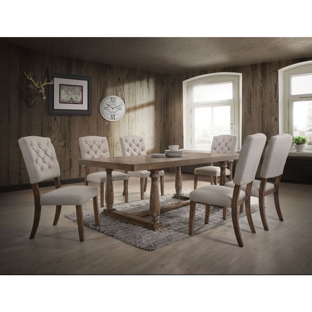 Weathered Oak Bernard Dining Table 66185 By Acme | Mobilia Cleopatra 3 Weathered Oak Bernard Dining Table 66185 by ACME - Image 1