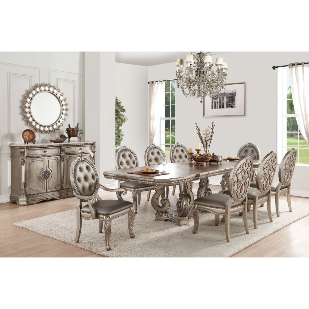 Antique Silver Finish Northville Dining Table 66920 By Acme | Mobilia Cleopatra 3 Antique Silver Finish Northville Dining Table 66920 by ACME - Image 1