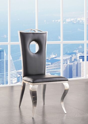 Cyrene Black Leather Side Chair Set of 2 by ACME