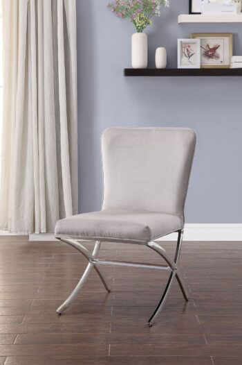 Daire Side Chair in Beige Velvet Set of 2 by ACME