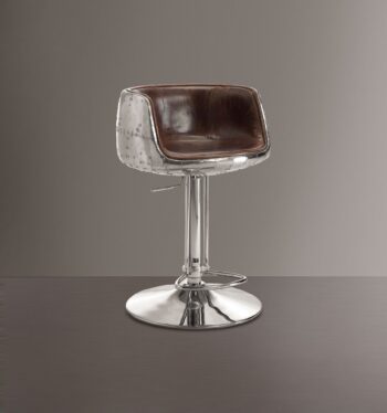 Brancaster Adjustable Stool With Swivel in Brown Leather 96555 by ACME