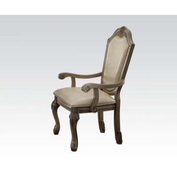 Chateau De Ville Leather & White Finish Chair Set of 2 by ACME