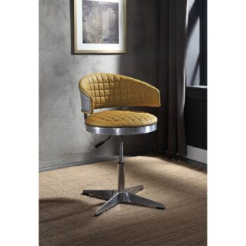 Brancaster Turmeric Leather Adjustable Stool With Swivel by ACME