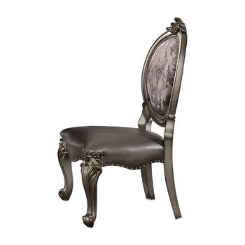 Versailles Silver Leather Side Chair Set of 2 by ACME