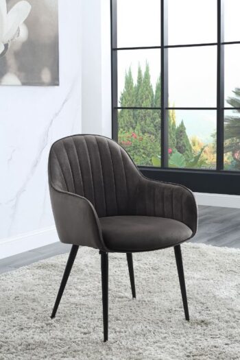 Caspian Dark Gray Fabric Side Chair Set of 2 by ACME