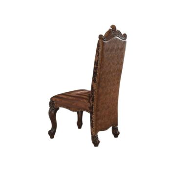 Versailles Brown Leather/Fabric Side Chair Set of 2 by ACME