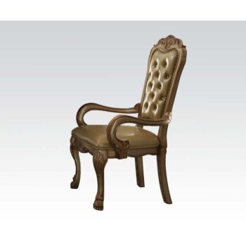 Dresden Bone Leather Dining Arm Chair Set of 2 by ACME