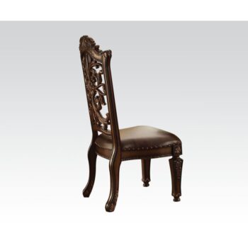 Vendome Side Chair in Brown Leather Set of 2 by ACME