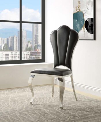 Cyrene Black Leather Dining Side Chair Set of 2 by ACME