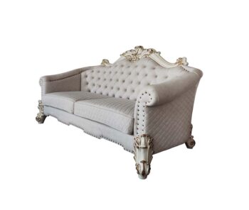 Vendome II Sofa With 6 Pillows in Ivory Fabric by ACME
