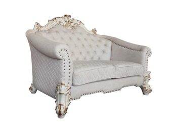 Vendome II Loveseat With 4 Pillows in Ivory Fabric by ACME