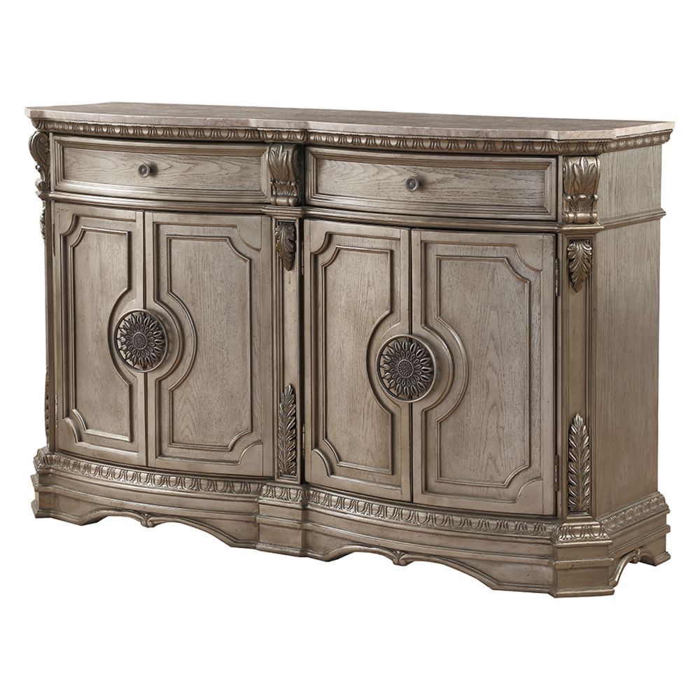 Antique Silver Finish Northville Server W/Marble Top 66925 By Acme | Mobilia Cleopatra 3 Antique Silver Finish Northville Server W/Marble Top 66925 by ACME - Image 1