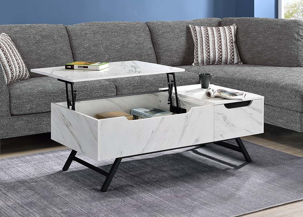 White Throm Coffee Table By Acme | Mobilia Cleopatra 3 White Throm Coffee Table by ACME - Image 1