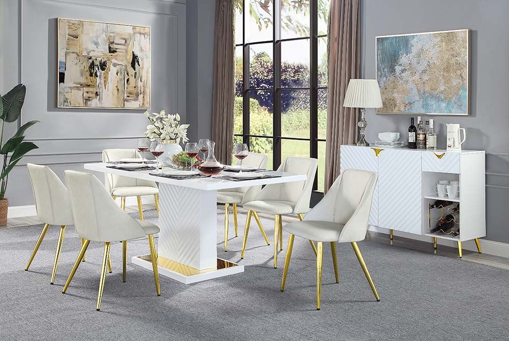 White High Gloss Gaines Dining Table By Acme | Mobilia Cleopatra 3 White High Gloss Gaines Dining Table by ACME - Image 1