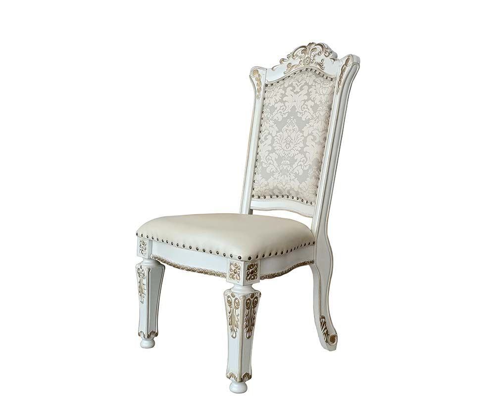 Vendom Pearl Leather Side Chair Set Of 2 By Acme | Mobilia Cleopatra 3 Vendom Pearl Leather Side Chair Set of 2 by ACME - Image 1