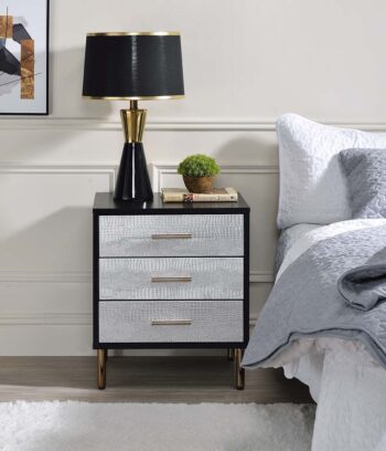 Black, Silver & Gold Myles Nightstand by ACME