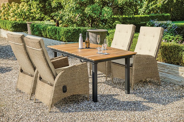 Natural Teak MACKAY PATIO DINING TABLE GM-2001 BY Furniture of America.