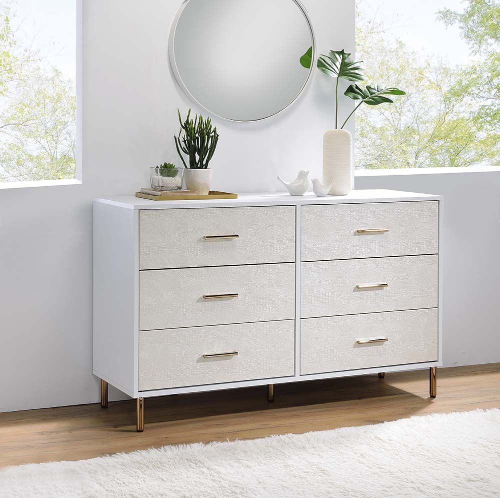 White, Champagne & Gold Myles Dresser By Acme | Mobilia Cleopatra 3 White, Champagne & Gold Myles Dresser by ACME - Image 1