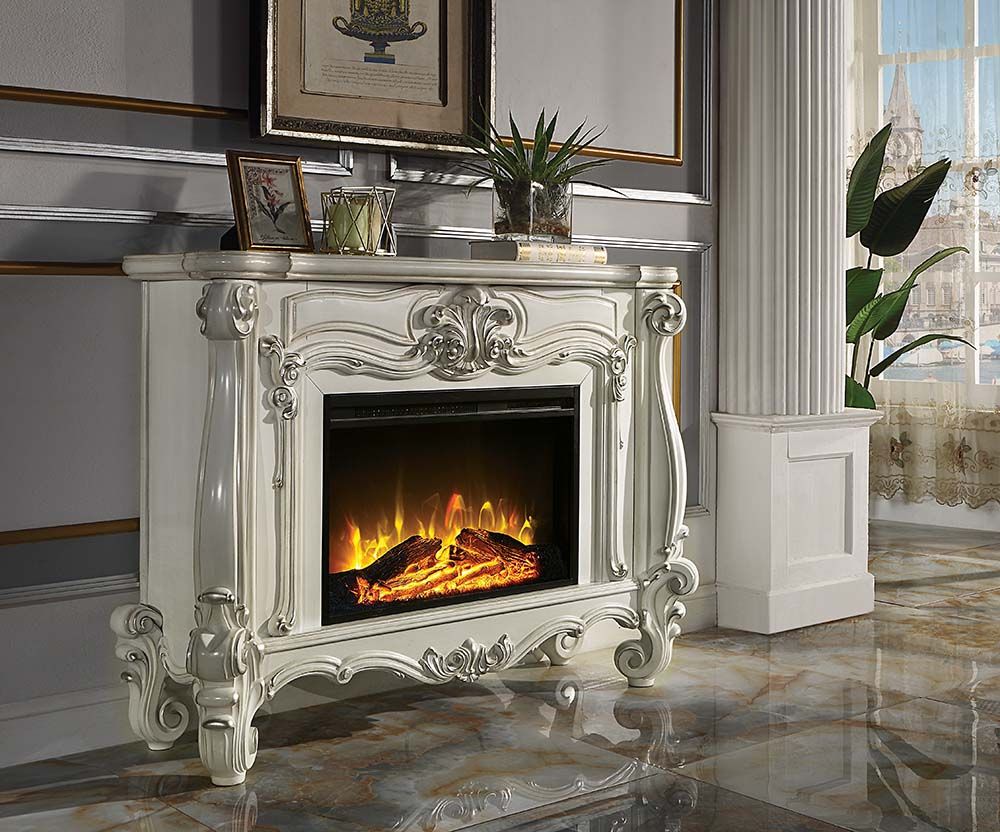 Bone White Versailles Fireplace Ac01316 By Acme | Mobilia Cleopatra 3 Bone White Versailles Fireplace AC01316 by ACME - Image 1