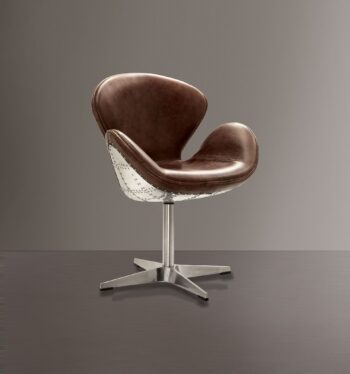 Brown Leather Brancaster Accent Chair W/Swivel 96553 by ACME