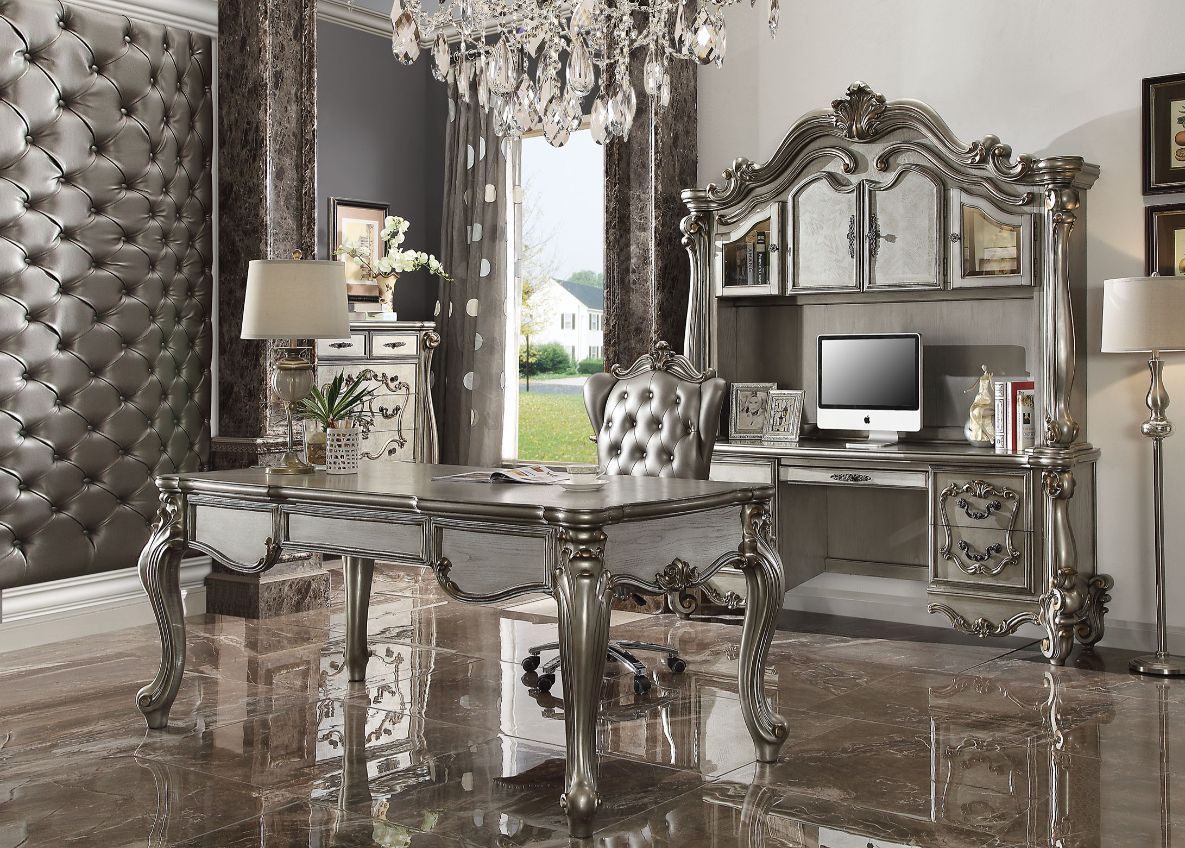 Antique Platinum Finish Versailles Executive Writing Desk 92820 By Acme | Mobilia Cleopatra 3 Antique Platinum Finish Versailles Executive Writing Desk 92820 by ACME - Image 1