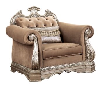 Velvet & Antique Silver Finish Northville Chair W/Pillow 56932 by ACME