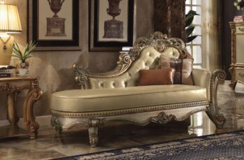 Vendome Chaise W/2 Pillows in Bone Leather 96485 by ACME