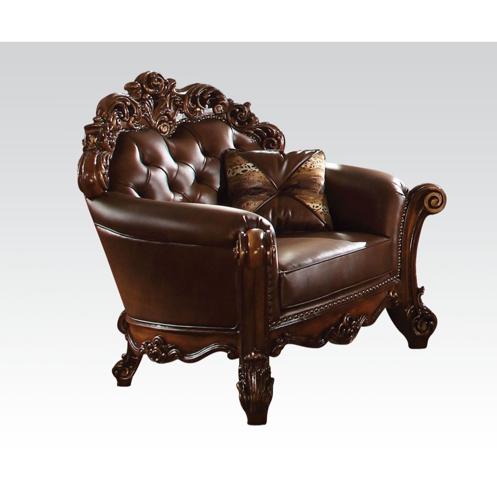 Vendome Chair W/Pillow In Cherry Leather 52003 By Acme | Mobilia Cleopatra 3 Vendome Chair W/Pillow in Cherry Leather 52003 by ACME - Image 1