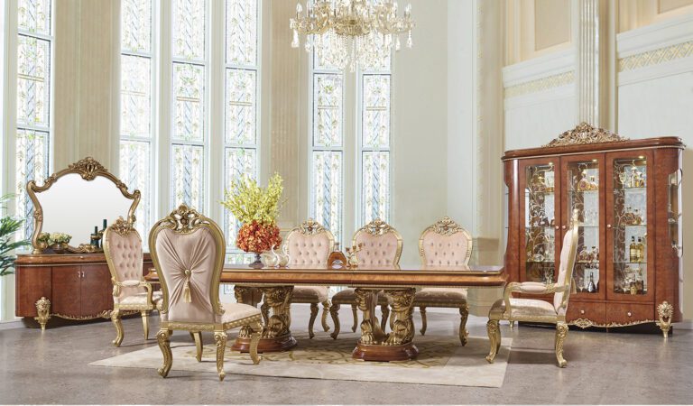 Hd-9090 – 9Pc Dining Set By Homey Design | Mobilia Cleopatra 3 HD-9090 – 9PC DINING SET BY Homey Design - Image 1