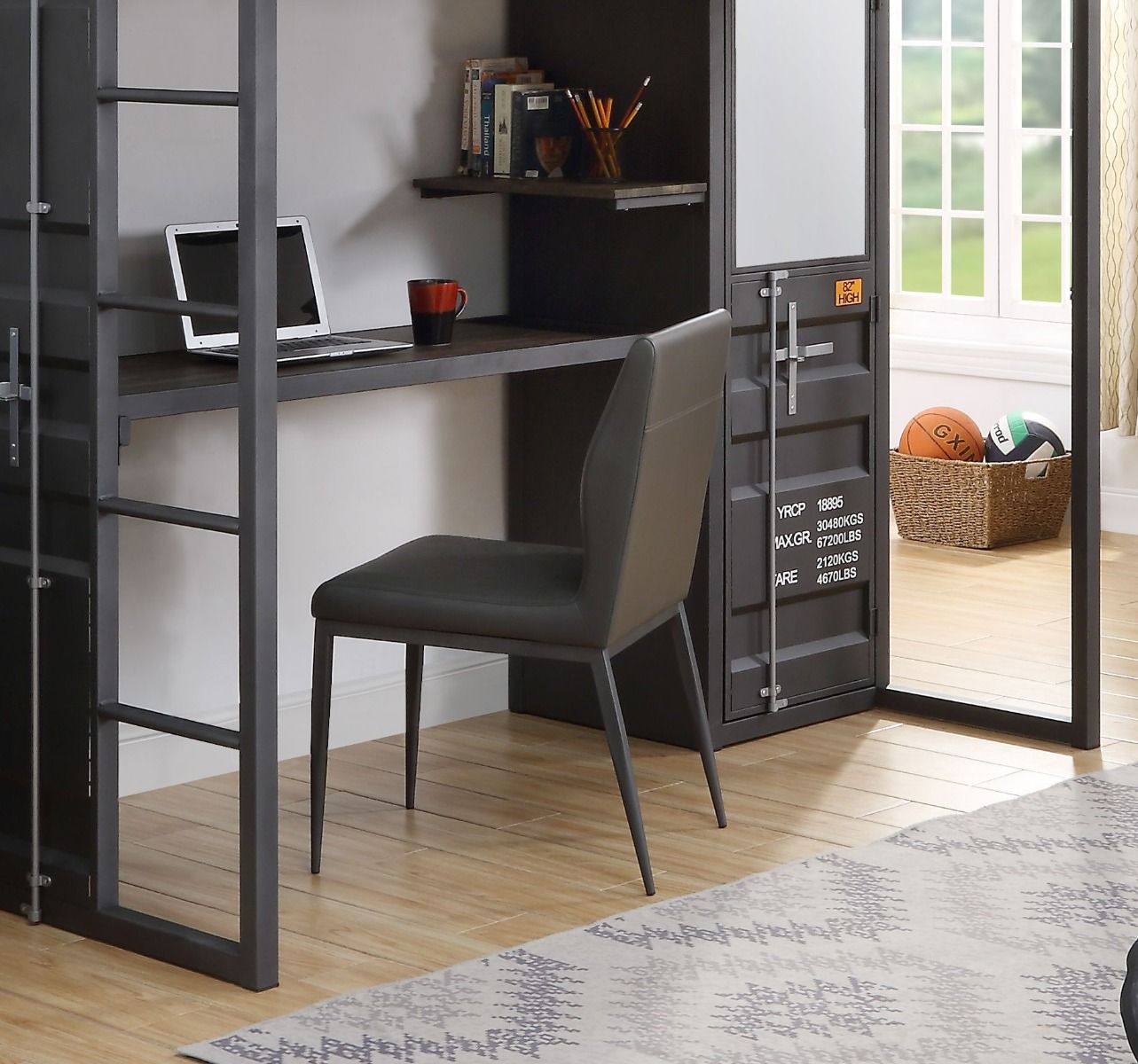 Gray Leather Cargo Chair 37959 By Acme | Mobilia Cleopatra 3 Gray Leather Cargo Chair 37959 by ACME - Image 1