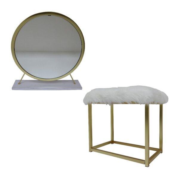Adao Vanity White & Brass Mirror by ACME - Image 5