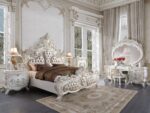 White & Cream Pearl California Bed Traditional Homey Design HD-1807 - Image 2